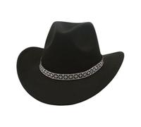 KUNYOS Western cowboy hat, suitable for men and women, with wide brim for sun protection, simple and fashionable wear accessories(Black)