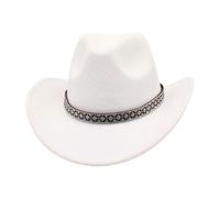 KUNYOS Western cowboy hat, suitable for men and women, with wide brim for sun protection, simple and fashionable wear accessories(White)