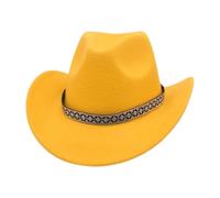 KUNYOS Western cowboy hat, suitable for men and women, with wide brim for sun protection, simple and fashionable wear accessories(Yellow)