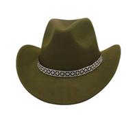 KUNYOS Western cowboy hat, suitable for men and women, with wide brim for sun protection, simple and fashionable wear accessories(Green)