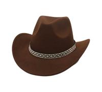 KUNYOS Western cowboy hat, suitable for men and women, with wide brim for sun protection, simple and fashionable wear accessories(Coffee)