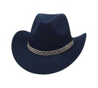 KUNYOS Western cowboy hat, suitable for men and women, with wide brim for sun protection, simple and fashionable wear accessories(Navy Blue)