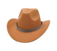 KUNYOS Western cowboy hat, suitable for men and women, with wide brim for sun protection, simple and fashionable wear accessories(Khaki)