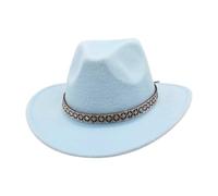 KUNYOS Western cowboy hat, suitable for men and women, with wide brim for sun protection, simple and fashionable wear accessories(Sky Blue)