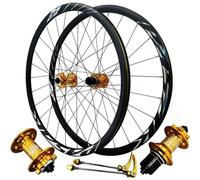 KUNYOS Wheelset Jeu Roues De Route avec Frein À Disque 700C,Jantes Double Paroi en Alliage D'aluminium Moyeu 24H Dégagement Rapide Roues Avant Et Arrière De Vélo 1800G Road Wheel,d'or