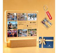 kunyutech Cadre photo multi-images personnalisé avec code Spotify | Plusieurs photos, texte, date et chanson sur une plaque paysage pour raconter voyages, mariage et souvenirs de famille.