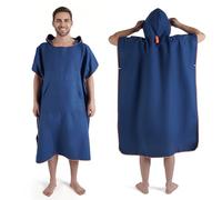 KUOGAS Poncho de Bain pour Homme et Femme, Serviette Poncho, Serviette de Surf, en Microfibre, Bleu foncé, M (Large)