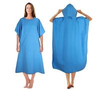 KUOGAS Poncho de Serviette, Poncho de Douche à Séchage Rapide en Microfibre (Bleu Ciel, Medium)