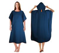 KUOGAS Poncho de Serviette, Poncho de Douche à Séchage Rapide en Microfibre (Marineblau, Medium)