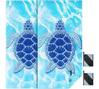 KUOGAS Serviette de Plage XXL 2er Ensemble 90 * 180cm, Grande Serviette en Microfibre à SéChage Rapide, Serviette de Bain sans Sable, Couverture de Plage pour Femmes. (Tortue bleueX2)