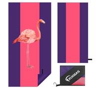KUOGAS Serviette de Plage XXL 90 * 180, Grande Serviette en Microfibre à SéChage Rapide, Serviette de Bain sans Sable, Couverture de Plage pour Femmes (Flamant)