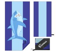 KUOGAS Serviette de Plage XXL 90 * 180, Grande Serviette en Microfibre à SéChage Rapide, Serviette de Bain sans Sable, Couverture de Plage pour Femmes (Requin)