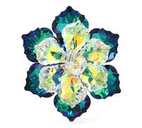 KUOHU Broche, Broches Fleurs en Verre for Femmes 14 Couleurs Beauté Bureau Fête Épingle Cadeaux Nouvel an Bijou Cadeau(Blue)