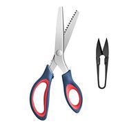 KUONIIY Lot de ciseaux cranteurs professionnels en zigzag 23,9 cm et 10,4 cm Bleu foncé et rouge adaptés aux tailleurs