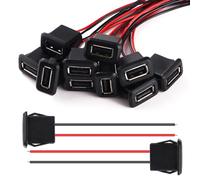 KUOQIY 10 Pièces 3A 2 Broches USB Prise, Connecteur USB Femelle 2 Fils avec Boucle à Rainure à Pression, avec 100mm 22 AWG Câble, Noir