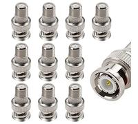 KUOQIY 10 Pièces Adaptateur BNC Mâle à F Femelle, Prise BNC Mâle Fiche vers Femelle F Coaxial RF Connecteur pour RG6 RG59, Connecteur Coupleur de BNC Coaxial vers F pour CCTV Caméra