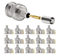 KUOQIY 15 Pièces Connecteurs BNC Mâles à Sertir pour Câble Coaxial RG59 RG8, Adaptateur BNC Mâle Droit pour Caméra CCTV, Y Compris Connecteur, Broche, Virole