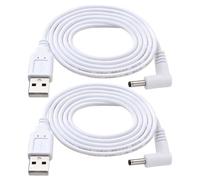 KUOQIY 2 Pièces 1m 22AWG Cable USB vers Angle Droit DC 5V, USB vers 3.5x1.35 mm DC Barrel Jack Adaptateur D'alimentation, pour Bandes Lumineuses LED, Petites Lampes de Bureau, Blanc