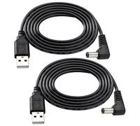 KUOQIY 2 Pièces 1m 22AWG Cable USB vers Angle Droit DC 5V, USB vers 5.5x2.5 mm DC Barrel Jack Adaptateur D'alimentation, pour Bandes Lumineuses LED, Petites Lampes de Bureau, Noir