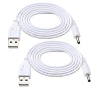 KUOQIY 2 Pièces 1m 22AWG Cable USB vers DC 5V, USB vers 3.5x1.35 mm DC Barrel Jack Adaptateur D'alimentation, pour Bandes Lumineuses LED, Petites Lampes de Bureau, Petits Ventilateurs, Blanc