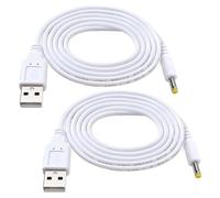 KUOQIY 2 Pièces 1m 22AWG Cable USB vers DC 5V, USB vers 4.0x1.7 mm DC Barrel Jack Adaptateur D'alimentation, pour Bandes Lumineuses LED, Petites Lampes de Bureau, Petits Ventilateurs, Blanc