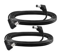 KUOQIY 2 Pièces 2m 5.5x2.1 mm 24V 12V Rallonges D'alimentation DC, Câble D'extension D'alimentation Angle Droit Mâle vers Angle Droit Mâle 22AWG, pour Caméra Sécurité CCTV, Noir