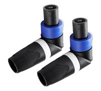 KUOQIY 2 Pièces 4 Pôles Angle Droit Speakon Mâle Connecteur, Twist Lock Haut-Parleur Prise, Speakon Câble Adaptateur Connecteur, avec Tournevis, Compatible avec NL4MP, NL4FC, NL4FX, NLT4X