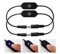 KUOQIY 2 Pièces Marche/Arrêt Tactile en Ligne DC 5.5 X 2.1mm, DC Interrupteur Tactile Monochrome, DC Power Inline Cable Interrupteur ON/Off, pour DC 5V-24V Bande Lumineuse à Couleur Unique, Noir