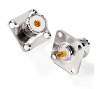 KUOQIY 2 Pièces SO239 Connecteur de Cloison, UHF Femelle 4 Trous Panneau Montage Châssis Bride Coupelle à Souder Connecteur, UHF RF Adaptateur Coaxial, pour Antennes, Radiodiffusion, Radios