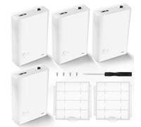 KUOQIY 4 Pièces 3x1.5V AA Supports de Piles, Boîtier de Batterie avec Intégré Prise Femelle USB Couvercle et Interrupteur On/Off, avec 2 Pièces Boîte à Piles en Plastique et Tournevis et Vis, Blanc