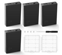 KUOQIY 4 Pièces 3x1.5V AA Supports de Piles, Boîtier de Batterie avec Intégré Prise Femelle USB Couvercle et Interrupteur On/Off, avec 2 Pièces Boîte à Piles en Plastique et Tournevis et Vis, Noir