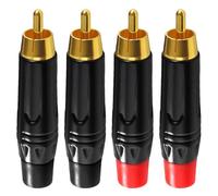 KUOQIY 4 Pièces Connecteur Adaptateur RCA Audio Phono Vidéo Cuivre Pur, Fiche RCA Male Soudure, pour Multimédia et CCTV (2 Noir + 2 Rouge)