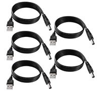 KUOQIY 5 Pièces 1m 24AWG Cable USB vers DC 5V, USB vers 5.5x2.1 mm DC Barrel Jack Adaptateur D'alimentation, pour Appareils Électroniques, Ordinateurs Portables