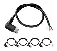 KUOQIY 5 Pièces 30cm 22AWG Queue de Cochon USB Type-C Mâle, 5V 3A Angle Droit USB-C vers Fil nu à 4 Broches, Câble de Queue USB Type - C Rallonge de Câble D'alimentation, pour Bricolage