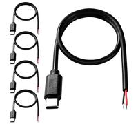 KUOQIY 5 Pièces 30cm 22AWG Queue de Cochon USB Type-C Mâle, 5V 3A USB-C vers Fil nu à 2 Broches, Câble de Queue USB Type - C Rallonge de Câble D'alimentation, pour Bricolage