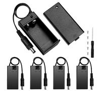 KUOQIY 5 Pièces DC 5.5x2.1 mm 9V Support de Batterie, Boîtier de Batterie 9V PP3 avec On/Off + Prise CC, pour CCTV, Moteur, Solénoïde, Bande LED, avec Vis et Tournevis