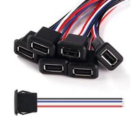 KUOQIY 6 Pièces 3A 4 Broches USB Prise, Connecteur USB Femelle 4 Fils avec Boucle à Rainure à Pression, avec 100mm 22 AWG Câble