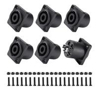 KUOQIY 6 Pièces 4 Pôles Speakon Connecteur de Prise de Montage sur Panneau, Speakon Panel Twist Lock Haut-Parleur Prise, avec Vis et Tournevis, Compatible avec NL4MP, NL4MPR, NL4FC, NL4FX, Square
