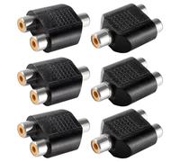 KUOQIY 6 Pièces RCA Splitter Adaptateur, Adaptateur de Prise Répartiteur RCA Y 1 Femelles vers 2 Femelles, pour Caisson de Basses, Haut-Parleurs, TV, Audio Numérique, Plaqué Nickel
