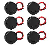 KUOQIY 6 Pièces Support de Pile Bouton Rond 2 x 3V CR2032, 3V 2 Boîtiers de Piles CR2032 avec Interrupteur, Support Pile Bouton Type de Fil de Plomb, Interrupteur Poussoir, Noir