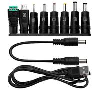 KUOQIY 8 Pièces Adaptateur d'alimentation DC, 5.5x2.1 mm Femelle à Mâle Adaptateur, Barrel Jack Connecteur, avec 2 Pièces Câble, pour Ventilateurs, Routeurs, Lampes de Bureau, Ordinateurs