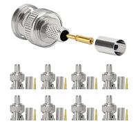 KUOQIY 8 Pièces Connecteurs BNC Mâles à Sertir pour Câble Coaxial RG59 RG8, Adaptateur BNC Mâle Droit pour Caméra CCTV, Y Compris Connecteur, Broche, Virole