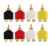 KUOQIY 8 Pièces RCA Splitter Adaptateur, Adaptateur de Prise Répartiteur RCA Y 1 Male vers 2 Femelles, pour Caisson de Basses, Haut-Parleurs, TV, Audio Numérique, Plaqué Or - Multicolore