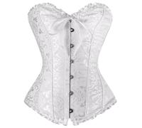 KUOSE Corset bustier noir pour femme, gainant, avec basque, taille S-6XL, Blanc-1, 48-50