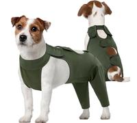 Kuoser - Bodysuit pour chien après opération, combinaison de récupération pour la castration masculine, Bodysuit de protection des cuisses, alternative anti-léchage des plaies au collier de cou, vert