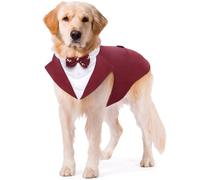 Kuoser Costume de smoking et bandana pour chien avec nœud papillon amovible pour mariage, Halloween, fête d'anniversaire, tailles S à XXL