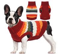 Kuoser Pull en Tricot pour Chien, Gilet d'hiver Chaud pour Chiens de Petite Et Moyenne Taille, Pull de Noël à Col Roulé pour Chiot, Manteau pour Temps Froid, Chandail pour Chien, XS-XXL