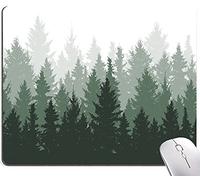 KUOSGM, Tapis de souris rectangulaire motif forêt brumeuse aquarelle, motifs personnalisés, imperméable et antidérapant, accessoires de bureau, décoration de bureau, tapis de souris sans fil pour