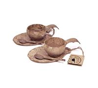 Kupilka Set de ralentissement pour deux personnes - Tasse classique avec cuillère à café et petite assiette - Marron
