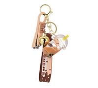 KUPOOL Porte-clés en acrylique avec perle flottante | Mignon ours laiteux | Porte-clés avec couvercle | Porte-clés pour couples | Convient pour éviter la perte | Beige F, beige, F, beige, beige, F